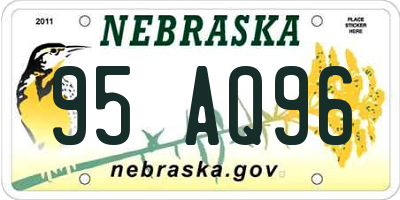 NE license plate 95AQ96