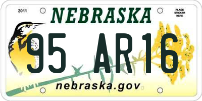 NE license plate 95AR16