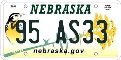 NE license plate 95AS33
