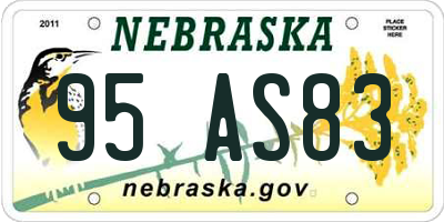 NE license plate 95AS83