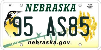 NE license plate 95AS85