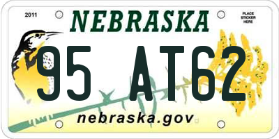 NE license plate 95AT62