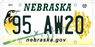 NE license plate 95AW20
