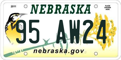 NE license plate 95AW24