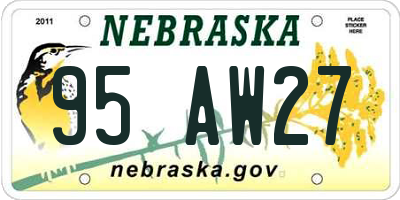 NE license plate 95AW27