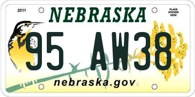 NE license plate 95AW38