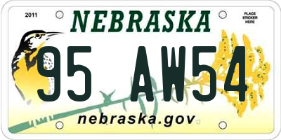 NE license plate 95AW54