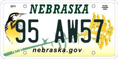 NE license plate 95AW57