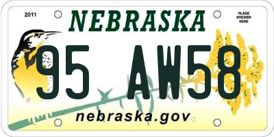 NE license plate 95AW58