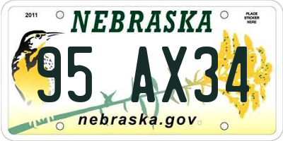 NE license plate 95AX34
