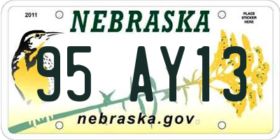 NE license plate 95AY13