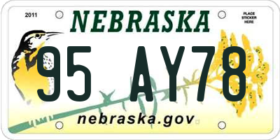 NE license plate 95AY78