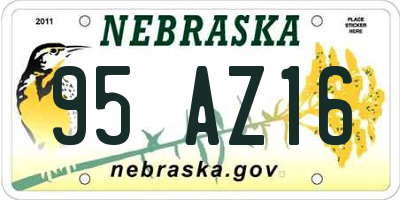 NE license plate 95AZ16