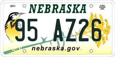 NE license plate 95AZ26