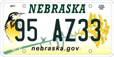 NE license plate 95AZ33