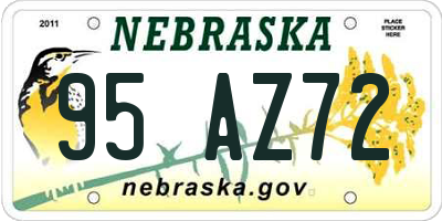 NE license plate 95AZ72