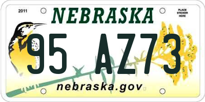 NE license plate 95AZ73