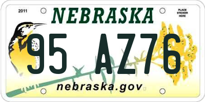 NE license plate 95AZ76