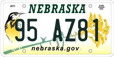 NE license plate 95AZ81