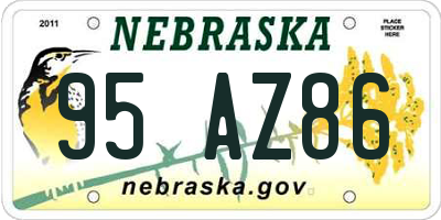 NE license plate 95AZ86