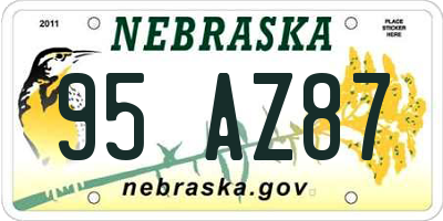NE license plate 95AZ87