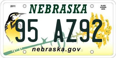 NE license plate 95AZ92