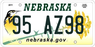 NE license plate 95AZ98