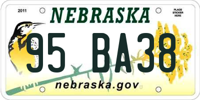NE license plate 95BA38
