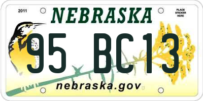NE license plate 95BC13