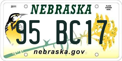 NE license plate 95BC17