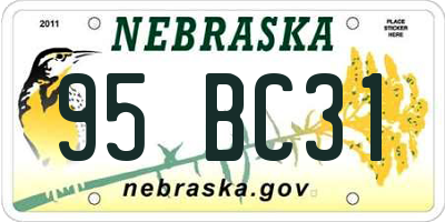 NE license plate 95BC31