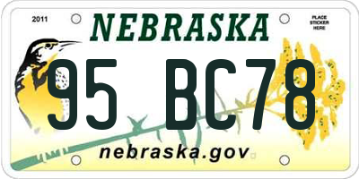 NE license plate 95BC78