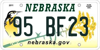 NE license plate 95BF23