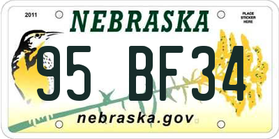 NE license plate 95BF34