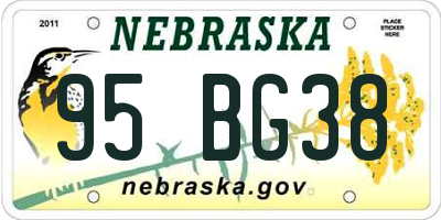 NE license plate 95BG38