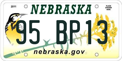 NE license plate 95BP13
