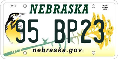 NE license plate 95BP23