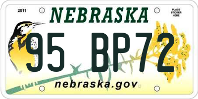 NE license plate 95BP72