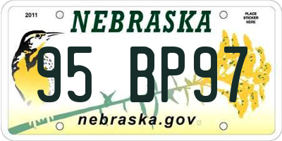 NE license plate 95BP97
