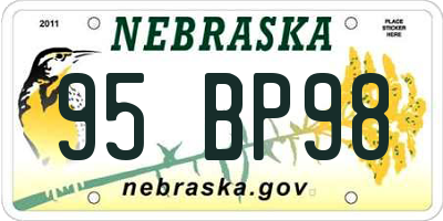 NE license plate 95BP98