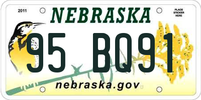 NE license plate 95BQ91