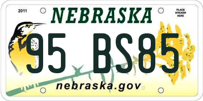 NE license plate 95BS85