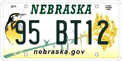 NE license plate 95BT12