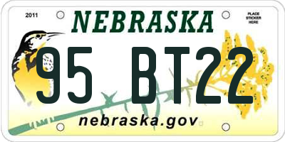 NE license plate 95BT22