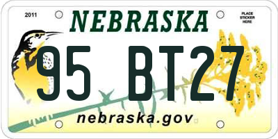 NE license plate 95BT27