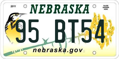 NE license plate 95BT54
