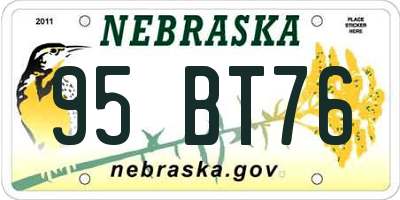 NE license plate 95BT76