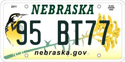 NE license plate 95BT77