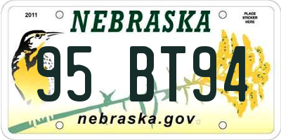 NE license plate 95BT94
