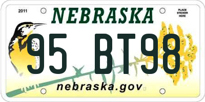 NE license plate 95BT98